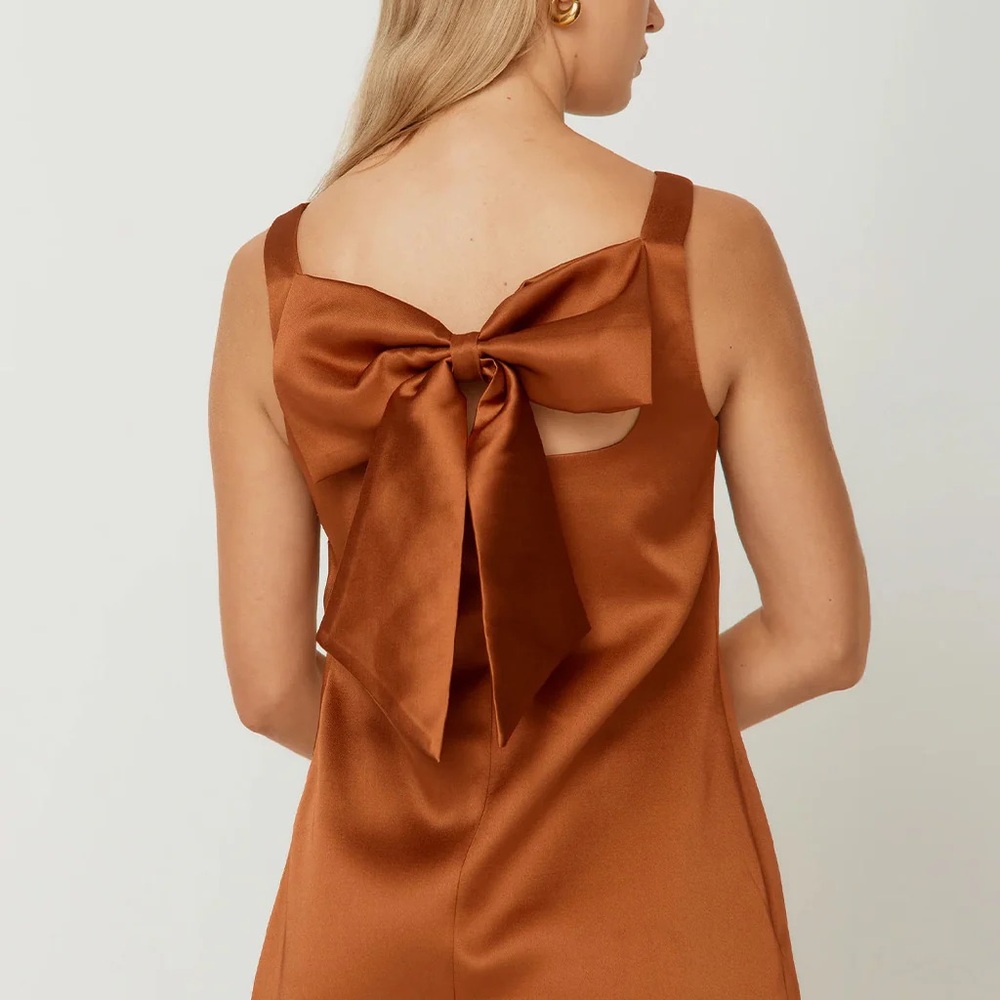NWT house of sunny mini satin shift dress - chocolate